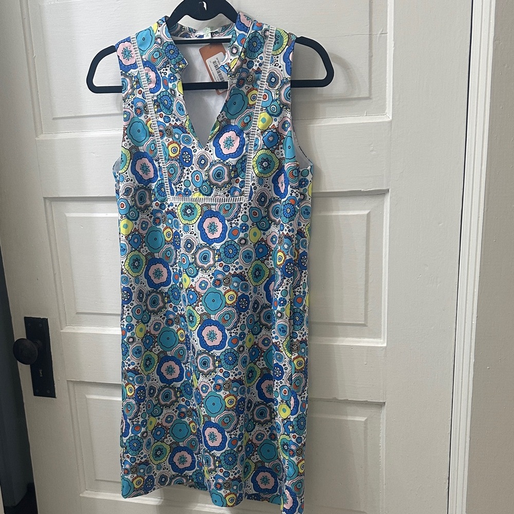 Jade Blue and Green Patterned Mini Dress